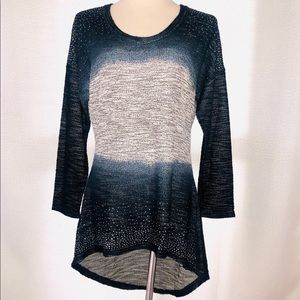 Venus Hi Lo Sweater Blue Dyed Embellished sz Large